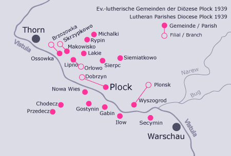 Parishes and branches of the Diocese Płock as of 1939