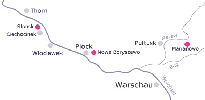 Die Dörfer Słońsk, Nowe Boryszewo and Marianowo